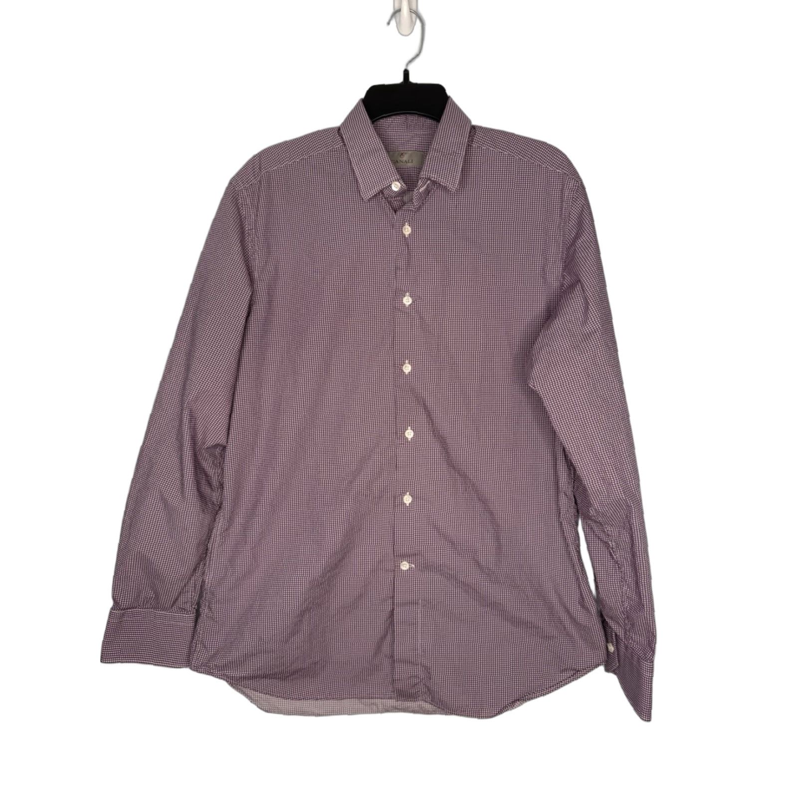 Canali VINTAGE Canali Shirt Mens 41 Purple White Button Front 16 Long Sleeve Italy Size US L / EU 52-54 / 3 - 1 Thumbnail