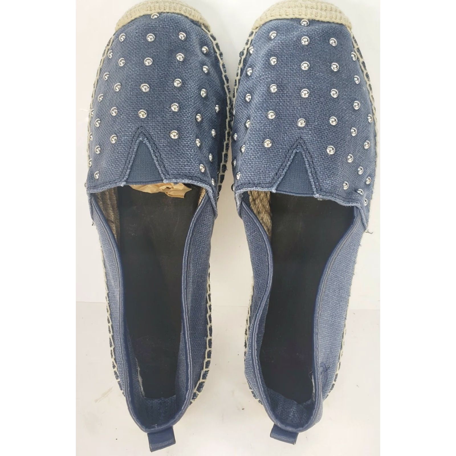 Michael Kors VINTAGE? Michael Kors Women's Denim Espadrille Flats 6.5 Blue Denim Flat Cushioned Studded Silver Beads Shoes Womens Size US 7 / IT 37 - 7 Thumbnail