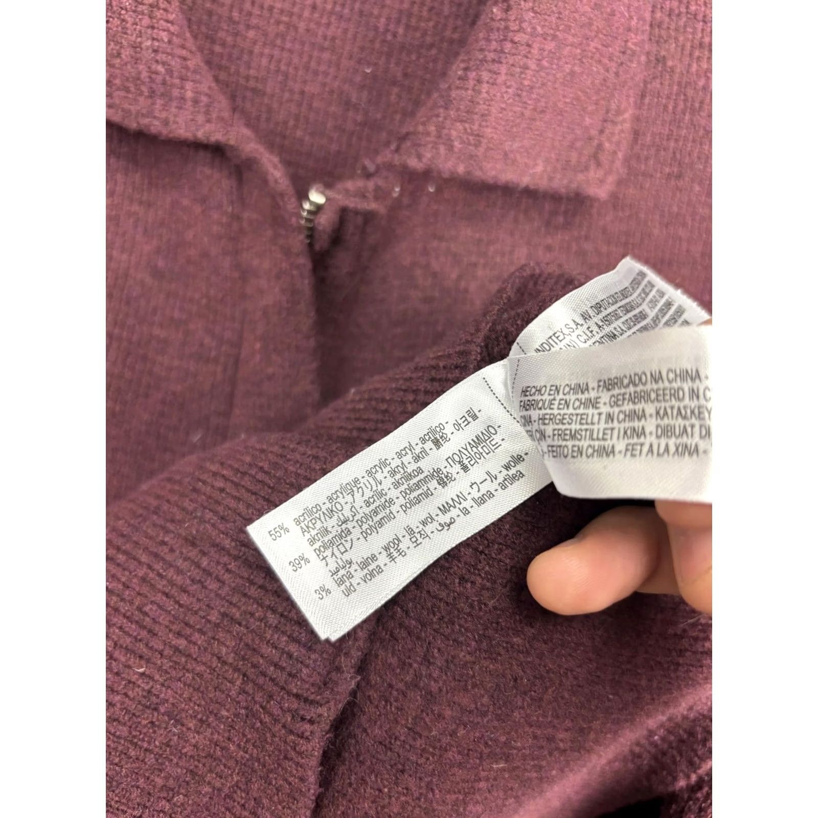 Zara Zara Sweater Jacket Womens Small Purple Collared Full Zip Knit Pockets Cropped Size S / US 4 / IT 40 - 7 Thumbnail
