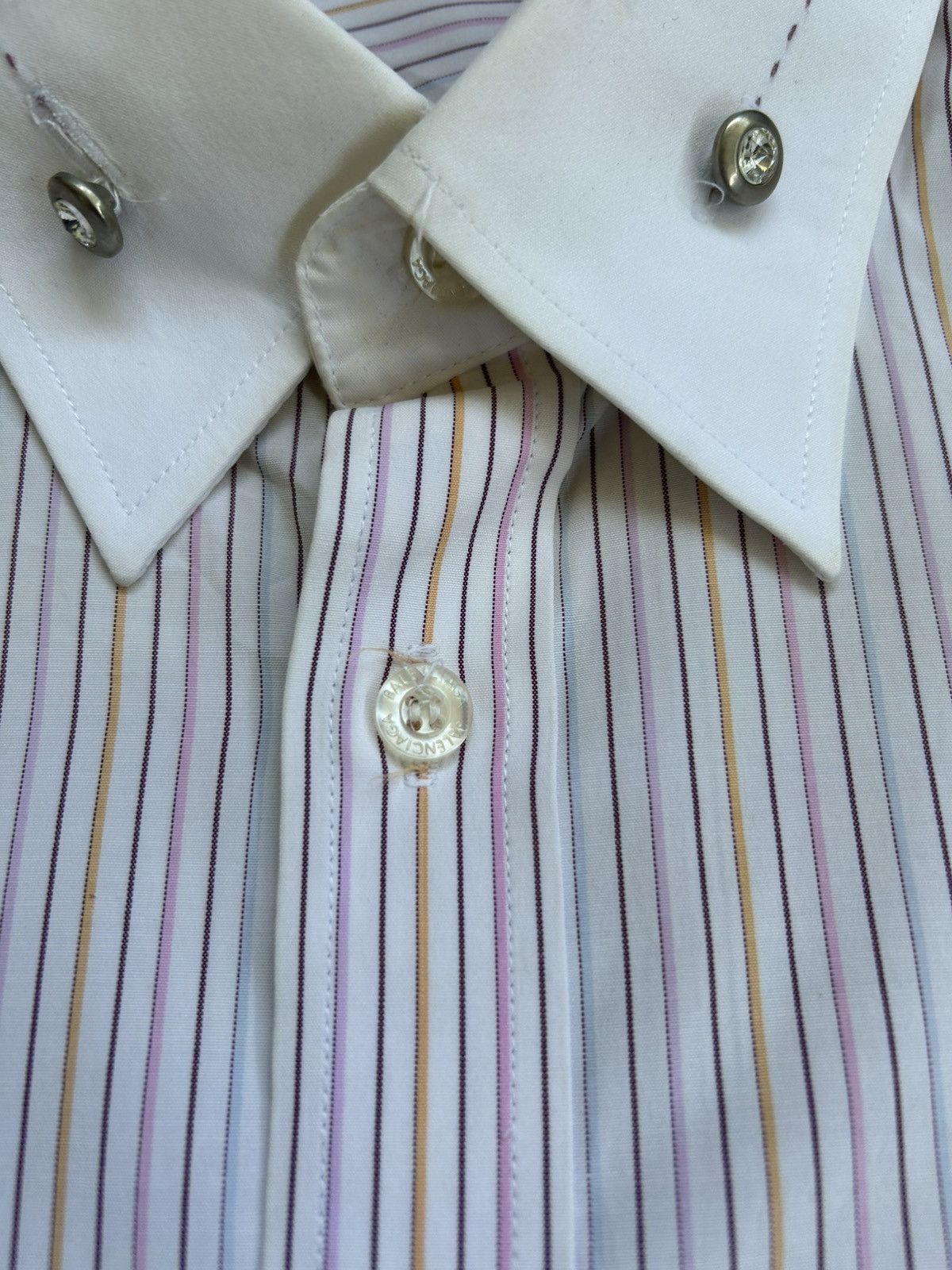 Balenciaga Vintage Balenciaga Stripe Short Sleeve Button up Shirt Size US L / EU 52-54 / 3 - 3 Thumbnail