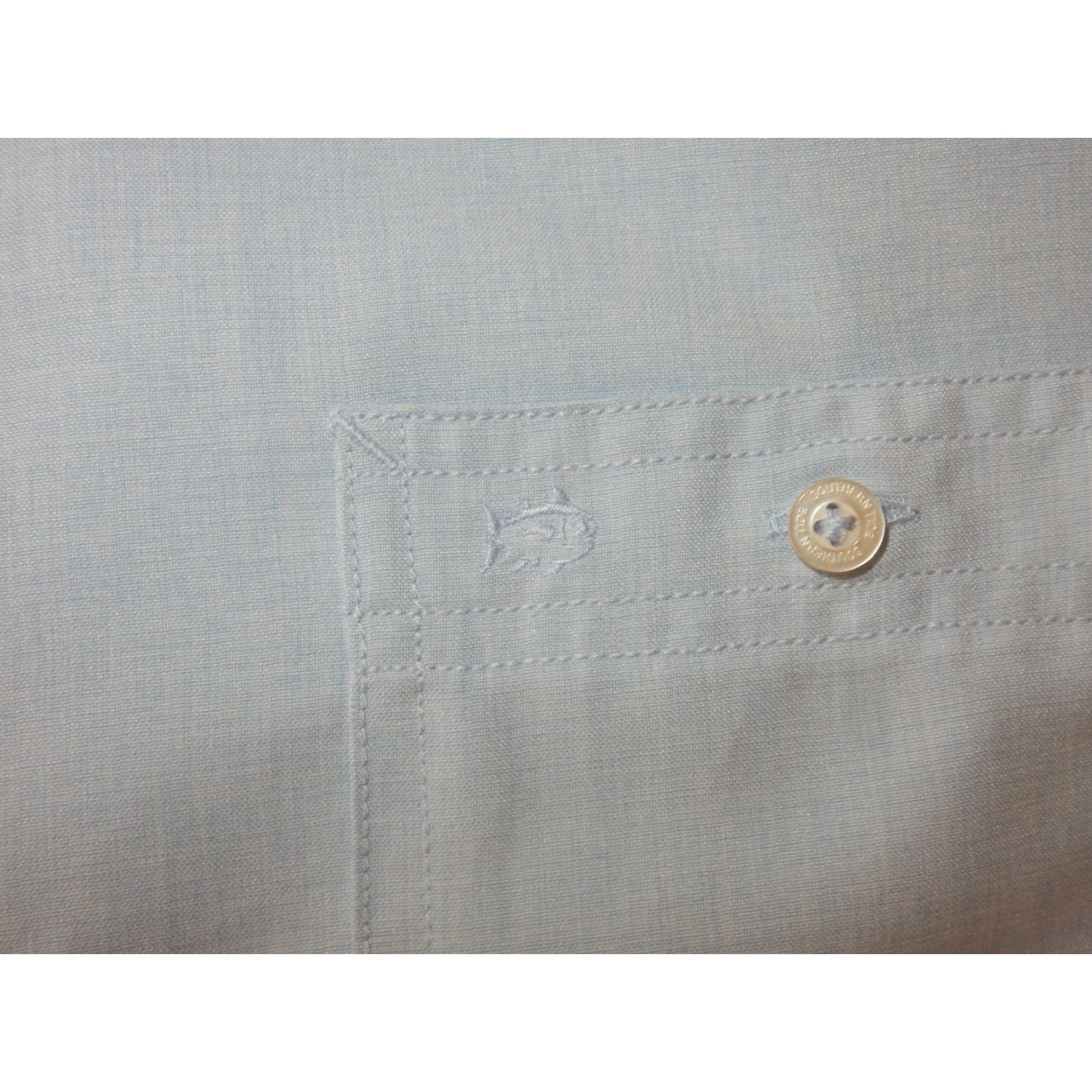 Southern Tide Southern Tide Button-Front Shirt Men Long Sleeve Size L Blue Solid Polyester Button-Up Shirt Mens L Size US L / EU 52-54 / 3 - 3 Thumbnail