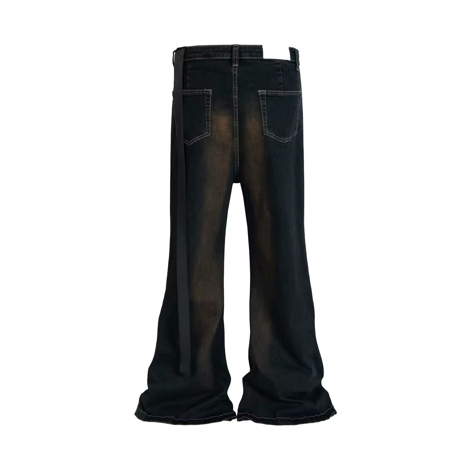 Jean RO Ribbons Contrast Color Washed Micro Flared Jeans Size US 32 / EU 48 - 4 Thumbnail