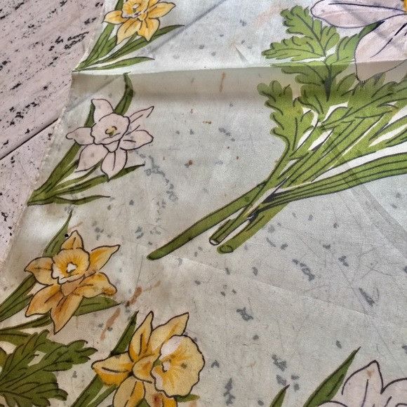 Vintage Vintage Blue Flower Scarf Handkerchief Size ONE SIZE - 3 Thumbnail