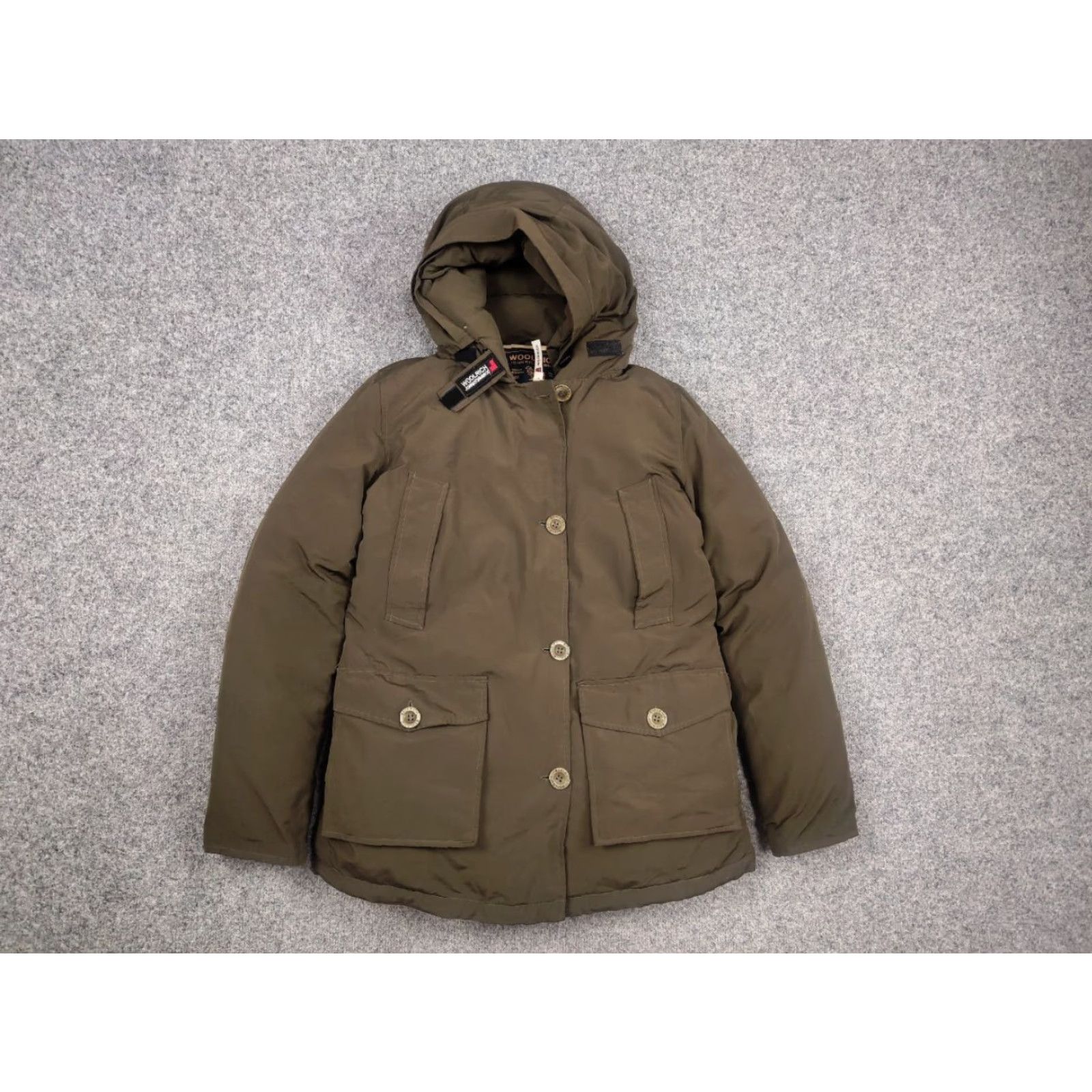 Vintage Woolrich Arctic Parka Womens Jacket Down Hooded 4 Pocket Nylon Canvas Green Winter Medium Regular Size M / US 6-8 / IT 42-44 - 4 Thumbnail