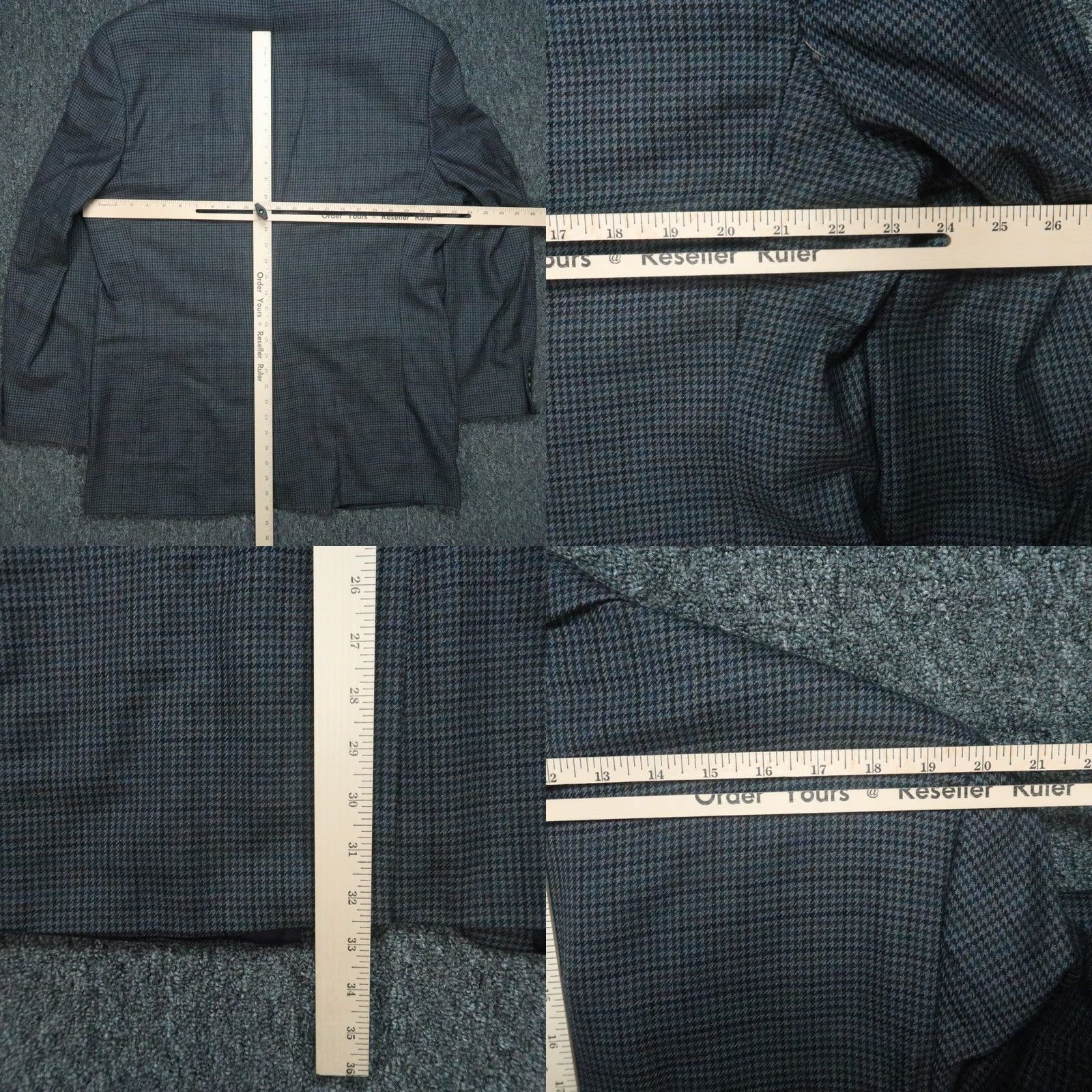 Ralph Lauren VINTAGE Lauren Ralph Lauren Blazer Mens 44L Gray Blue Houndstooth Wool LRL Sport Coat Size 44R - 8 Thumbnail
