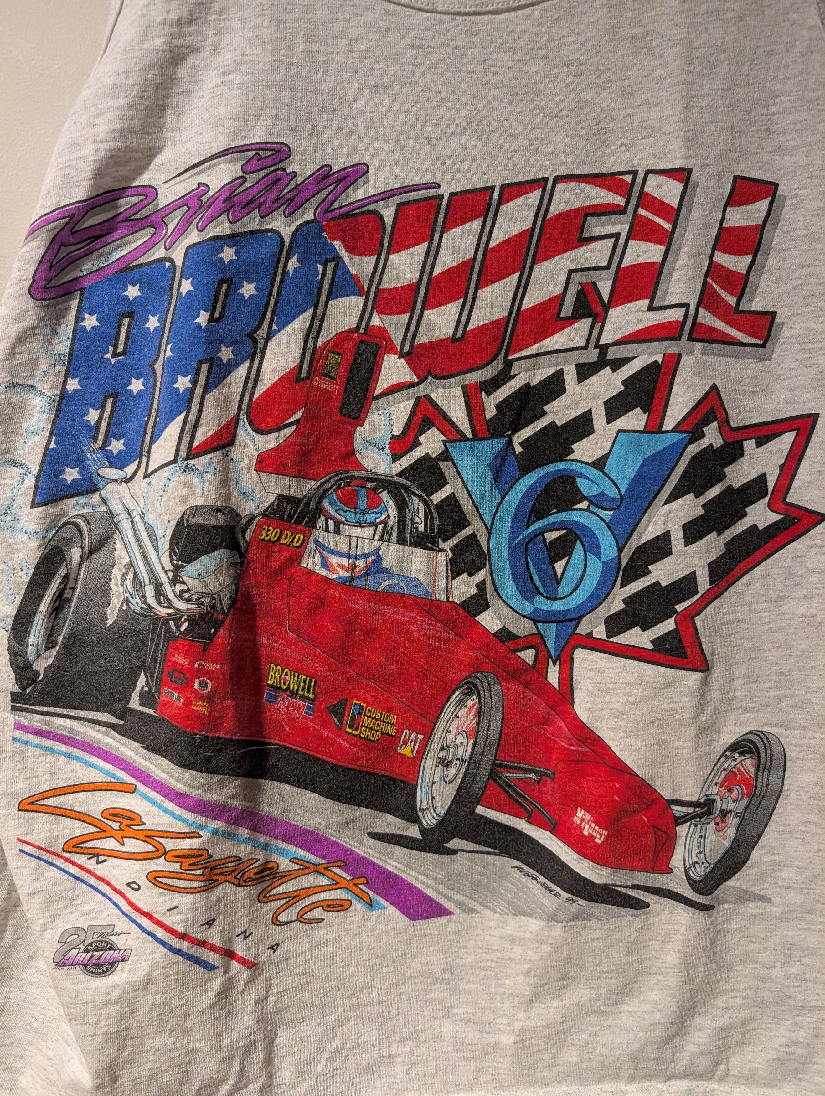 NASCAR Vintage Brian Browell Drag Racing Tank Top Grey Heather Size US XL / EU 56 / 4 - 2 Thumbnail
