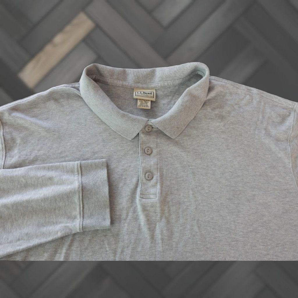 Vintage VINTAGE L.L. Bean Men's Polo Shirt Long Sleeve Size 2XLT Gray Cotton Big & Tall Size US XXL / EU 58 / 5 - 1 Thumbnail