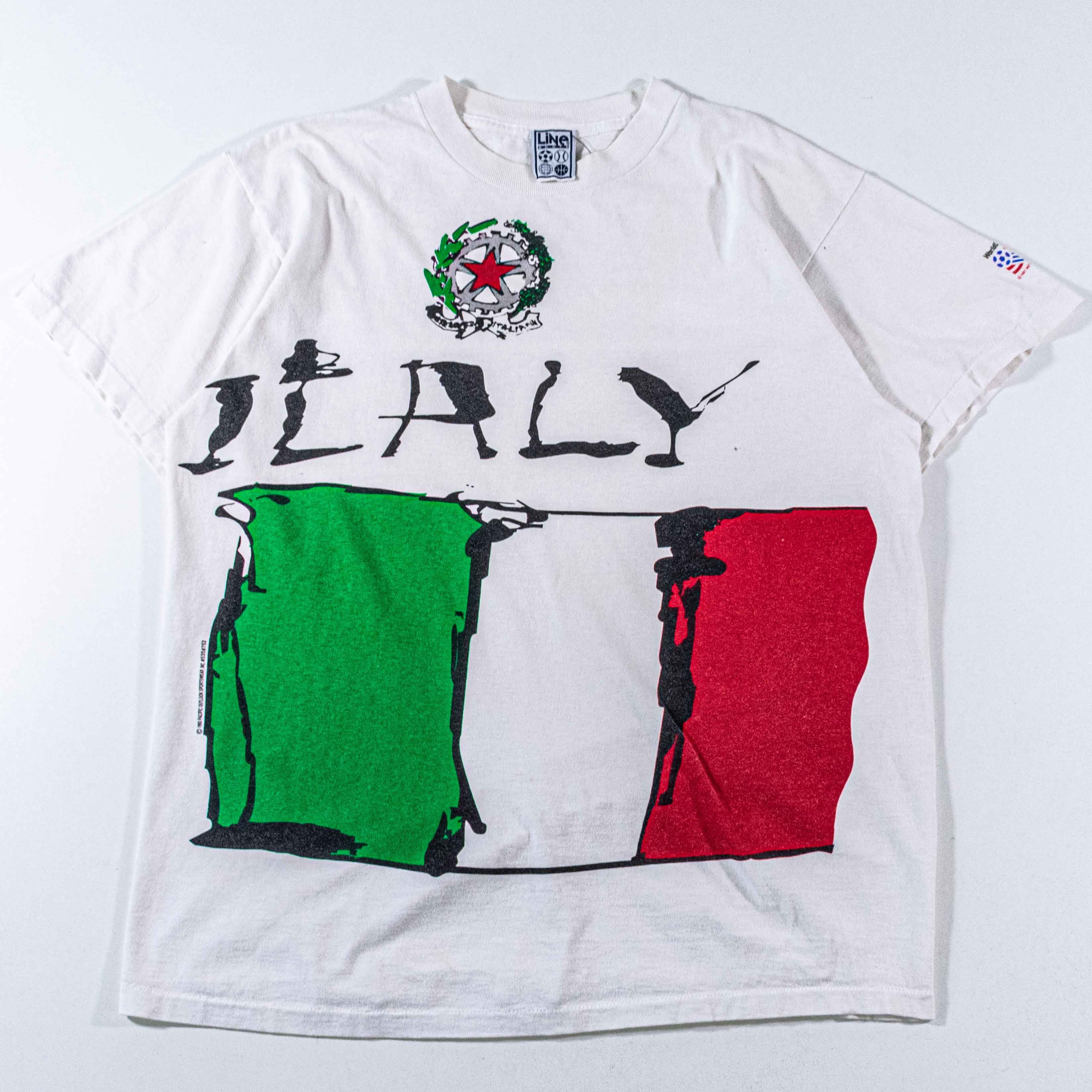 Vintage VTG Line Shots 1994 World Cup Italy T-Shirt Big Print Soccer Size US L / EU 52-54 / 3 - 1 Thumbnail