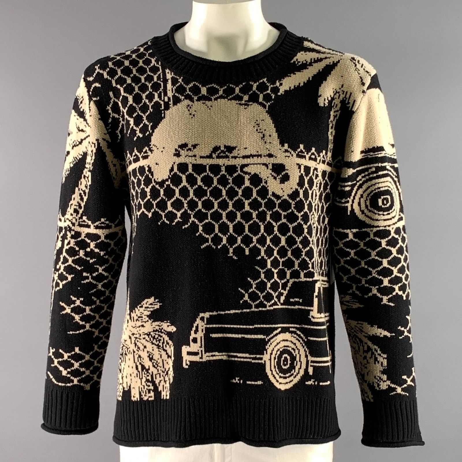 Honor the Gift HONOR THE GIFT XL Black Khaki Graphic Cotton Ribbed Sweater Size US XL / EU 56 / 4 - 1 Thumbnail