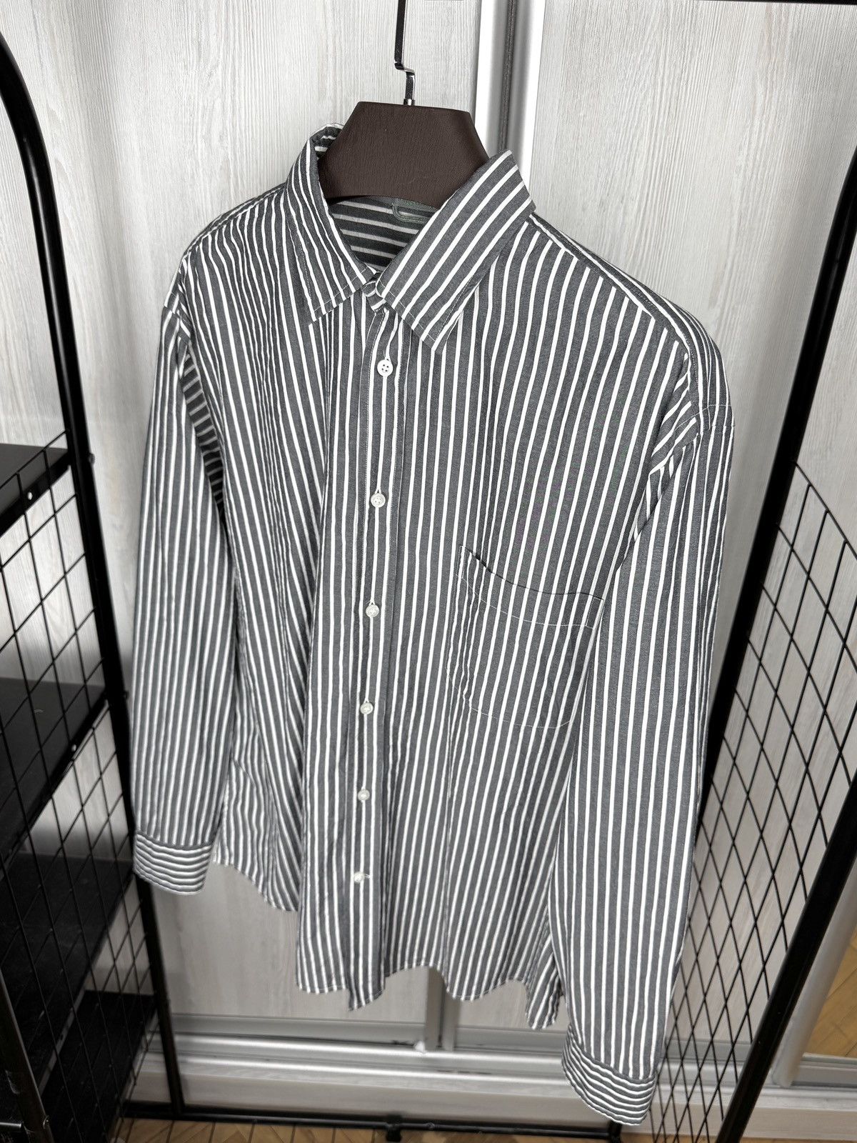 Ermenegildo Zegna Zegna Sport Striped Grey/White Cotton Shirt Pinstripe XXL Size US XXL / EU 58 / 5 - 6 Thumbnail