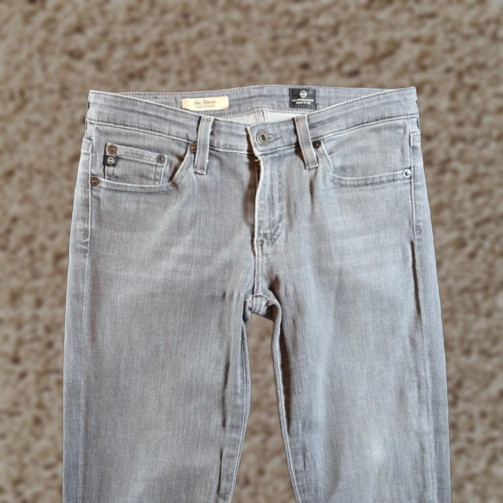 Vintage AG Adriano Goldschmied Jeans Women Slim The Stevie Straight Distressed Gray 26 Denim Cotton Polyester PANTS Regular Size 26 Women Size 26" / US 2 / IT 38 - 1 Thumbnail