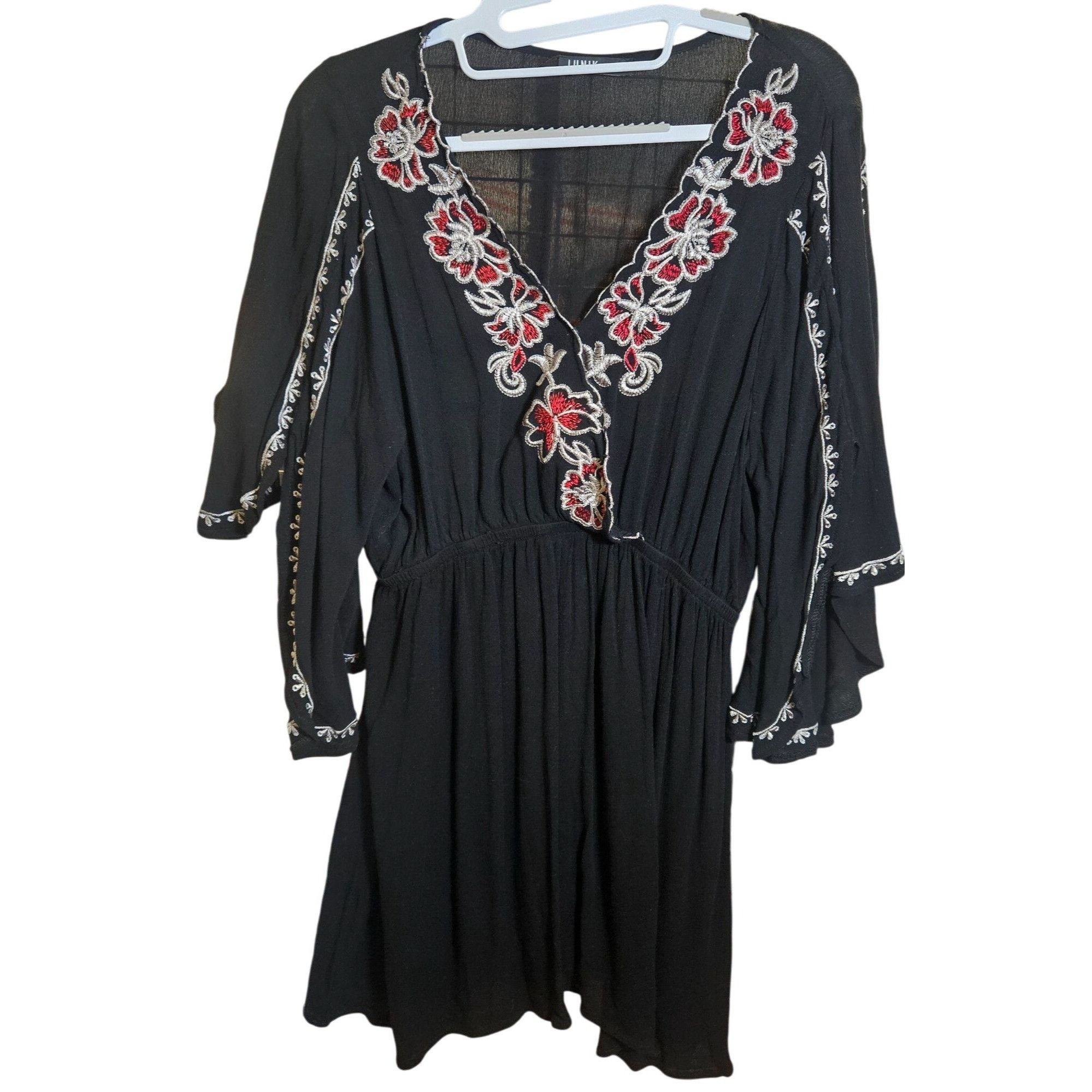 Other Lunik Women’s Black Floral Boho Dress L Whimsygoth Festival Size L / US 10 / IT 46 - 2 Thumbnail