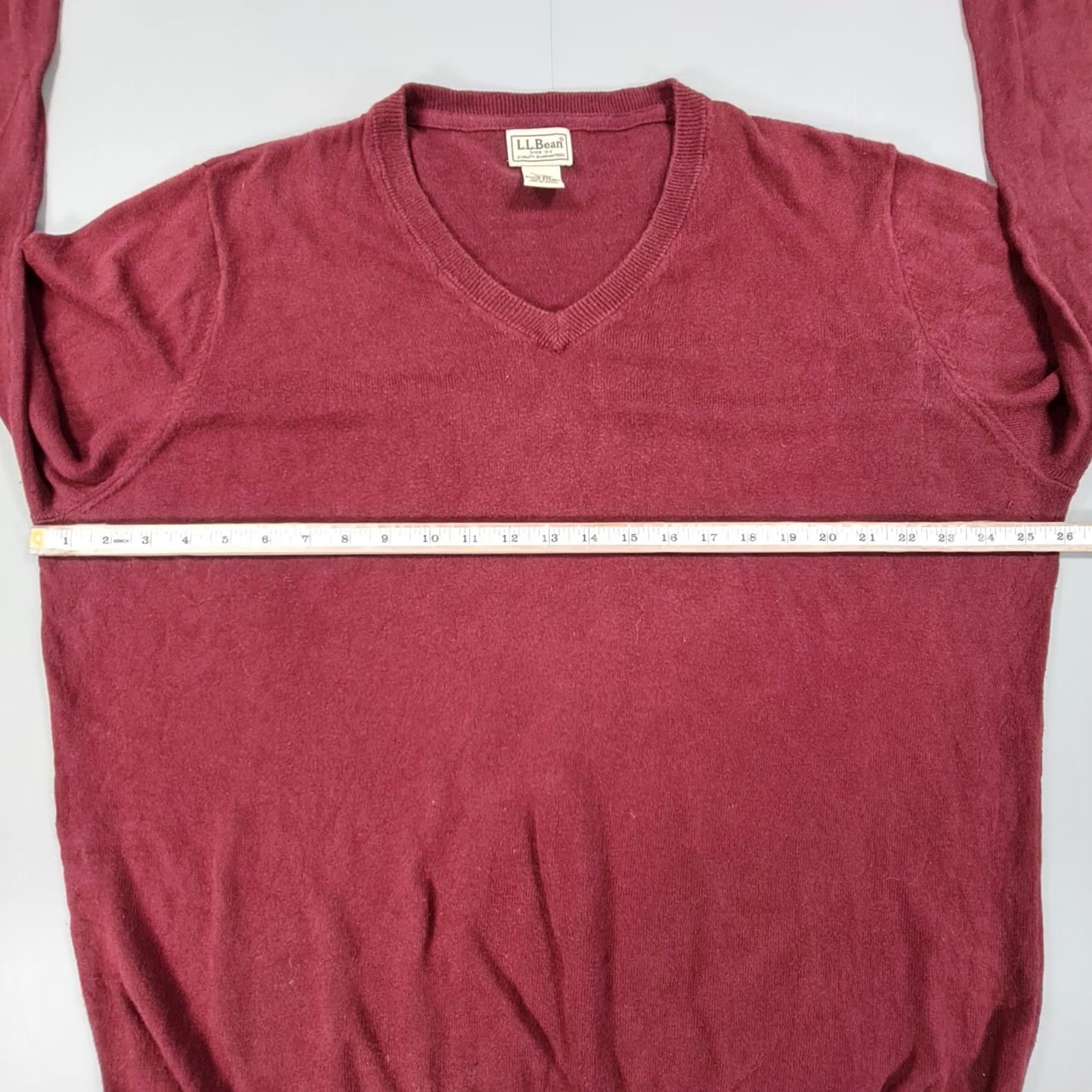 Vintage LL Bean Mens Jumper Burgundy Red XL Cotton Cashmere V-Neck Knitted Pullover Men’s Pullover Shirts Jumper Red XL Mens Size US XL / EU 56 / 4 - 4 Thumbnail