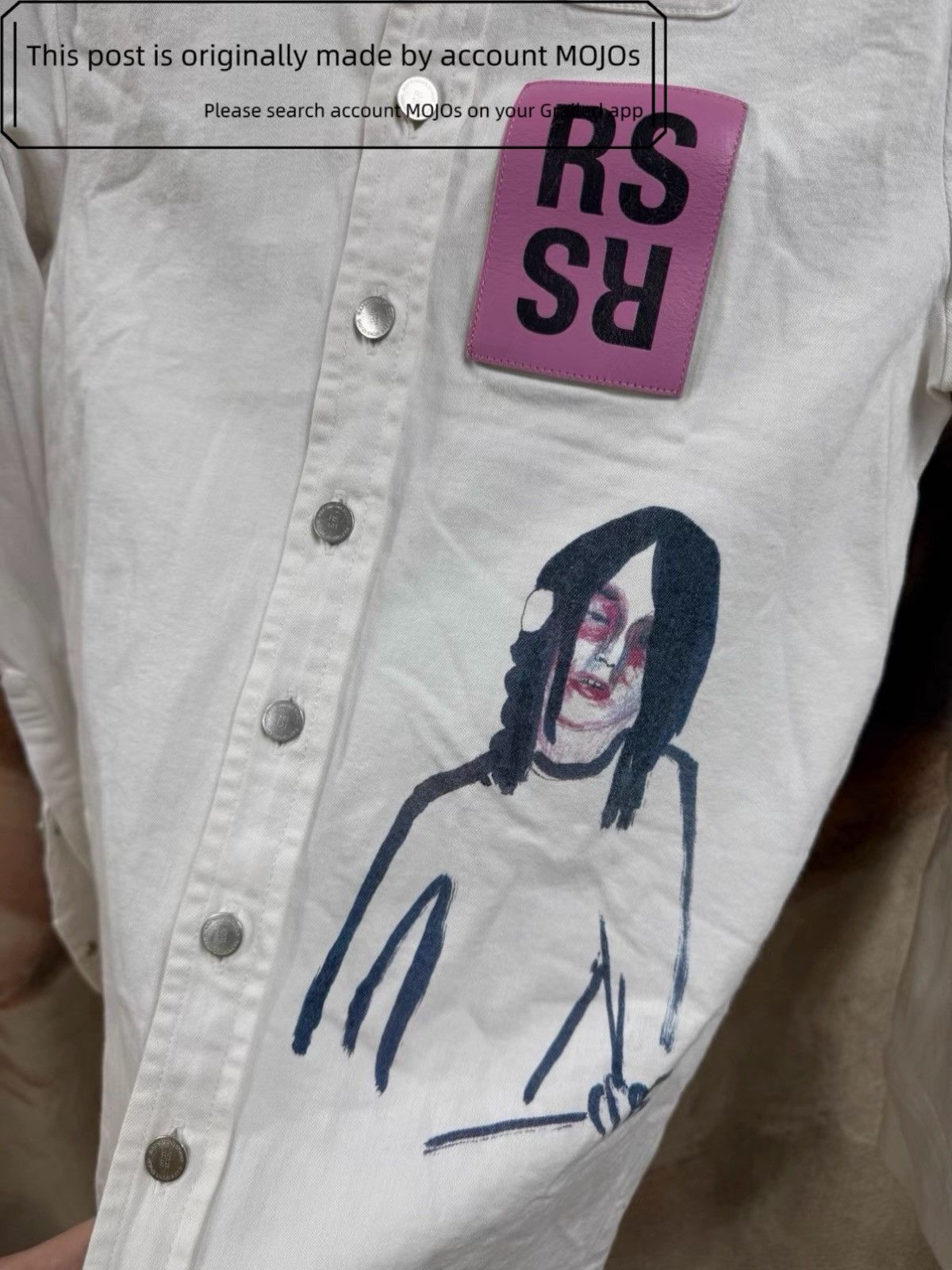 Raf Simons Sz XS Raf Simons Leather Patch Figure Print Shirt mojos030 Size US XS / EU 42 / 0 - 5 Thumbnail