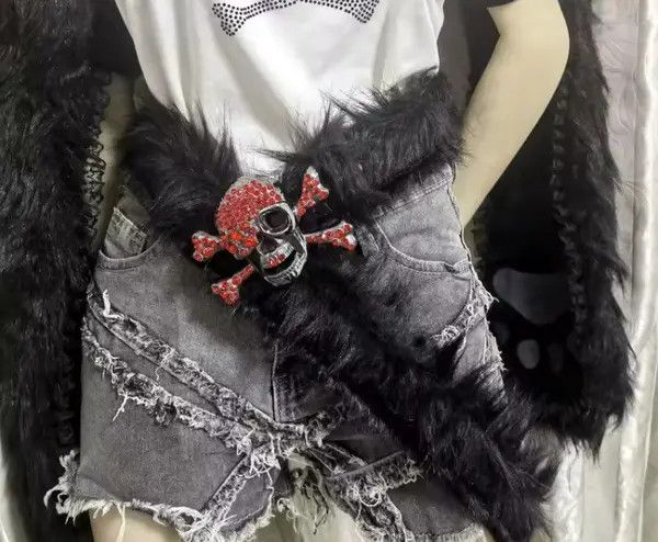 Leather Retro Western Cowgirl Cowboy Furry PU Leather belt Size ONE SIZE - 4 Thumbnail