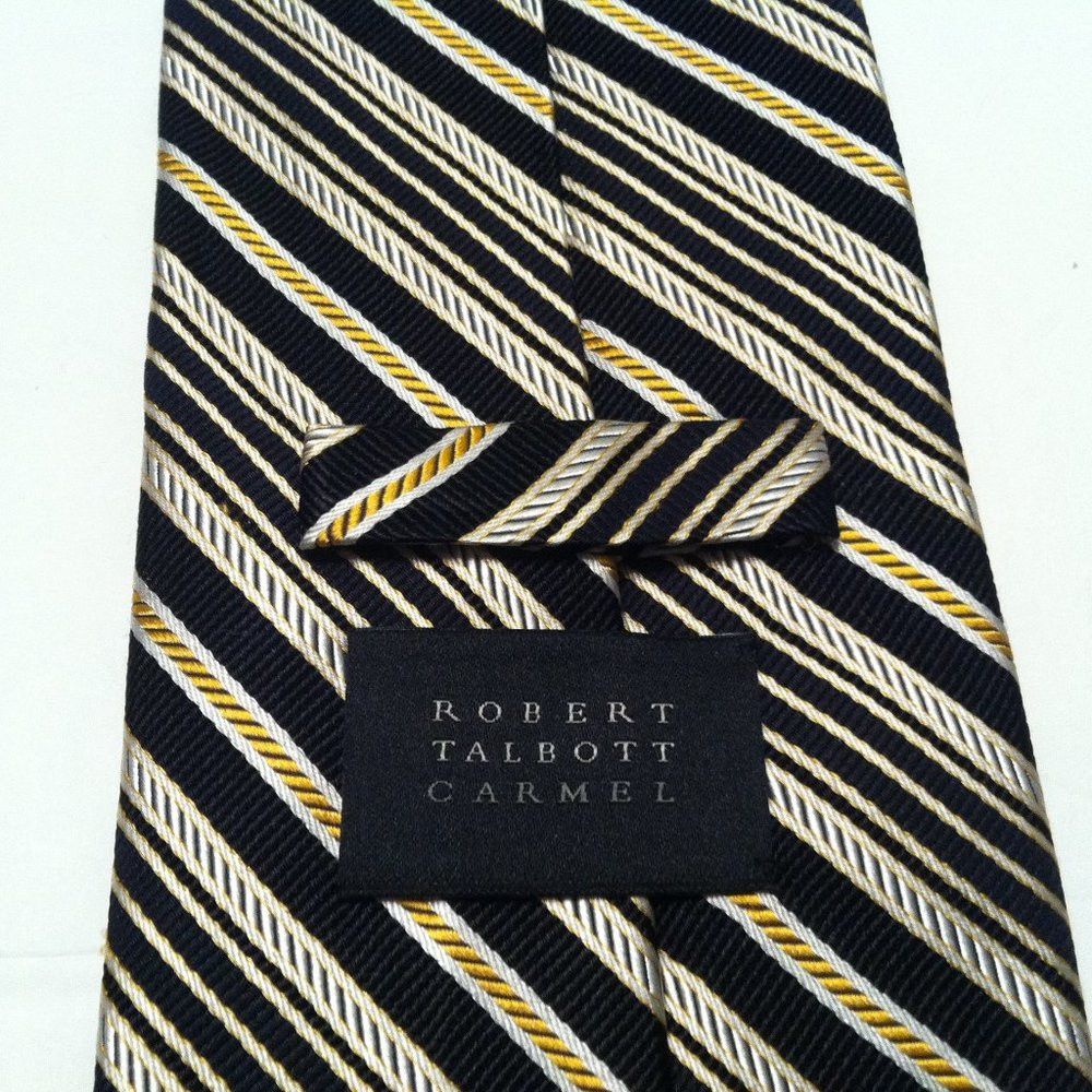 Robert Talbott ROBERT TALBOTT CARMEL MENS NEW BLACK SILK TIE WIDTH: 3 1/2" Size ONE SIZE - 4 Thumbnail