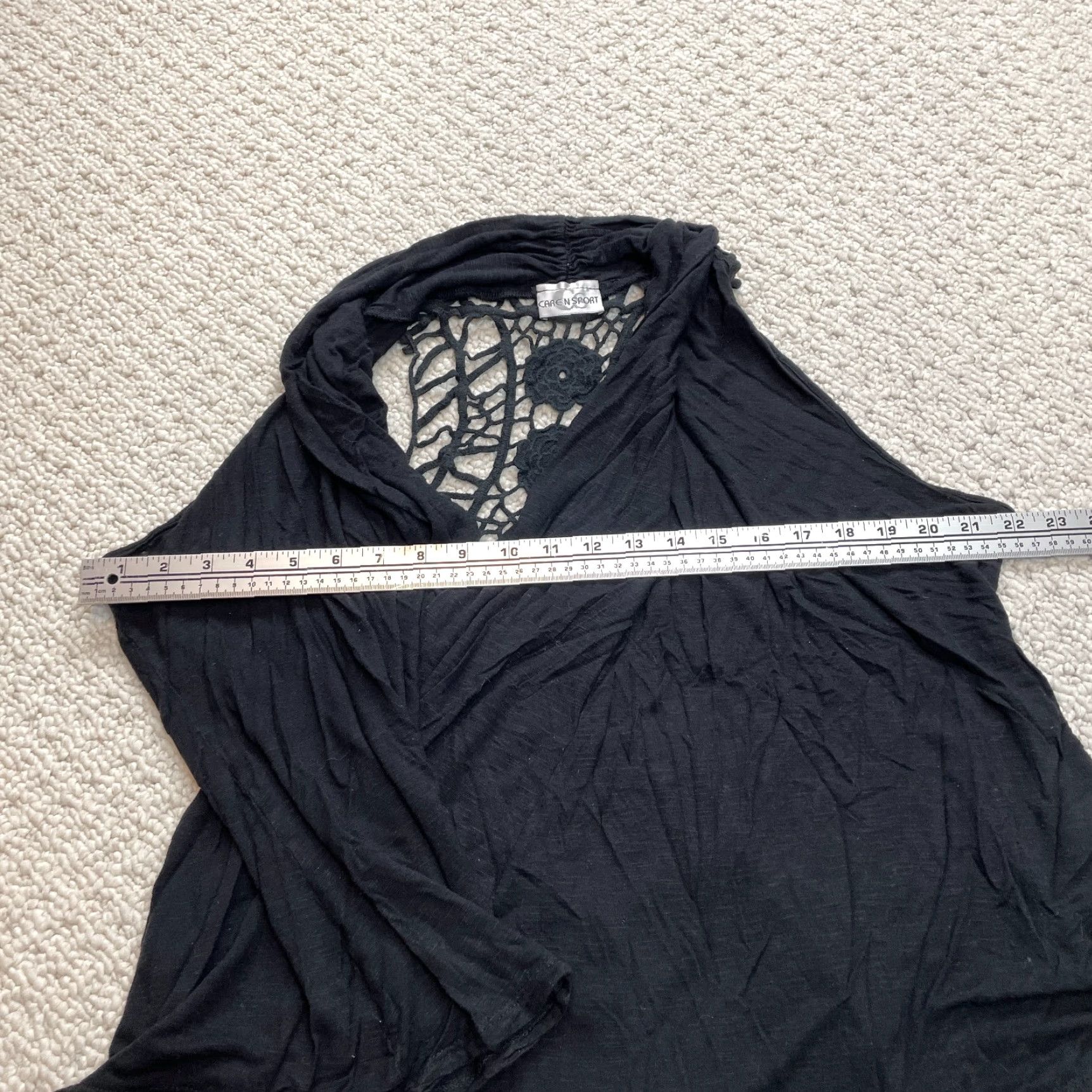 Vintage Caren Sport Tank Top Jersey Womens 1X Black Crochet Back Rayon Spandex Slim Regular Lightweight Stretch Size XL / US 12-14 / IT 48-50 - 6 Thumbnail