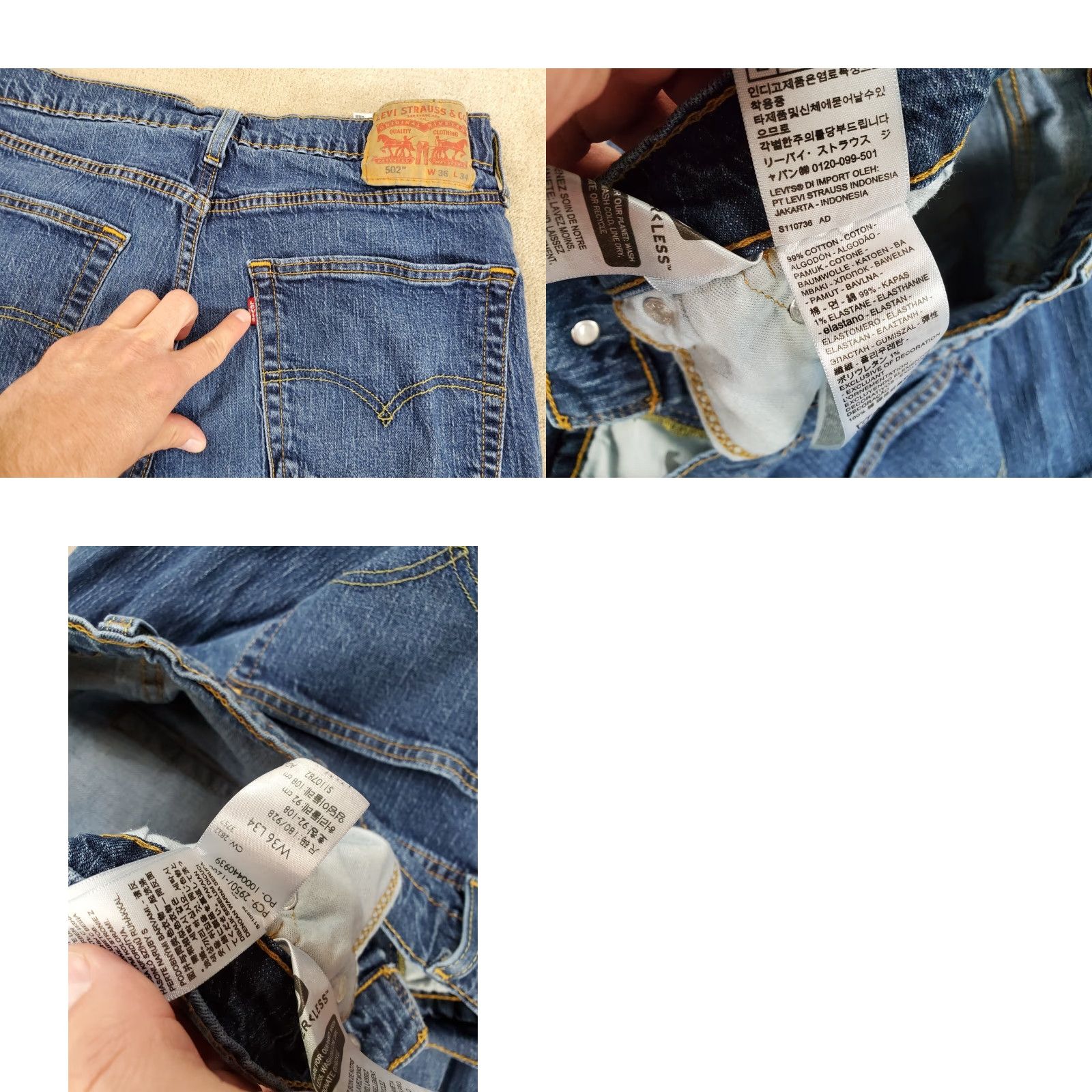 Levi's Levi's 502 Jeans Mens Regular 33x31 Blue Denim Tapered Straight Leg Dark Wash Logo Pockets Modern Fit - 31 Inseam - Size 33 - Cotton Size US 33 - 8 Thumbnail