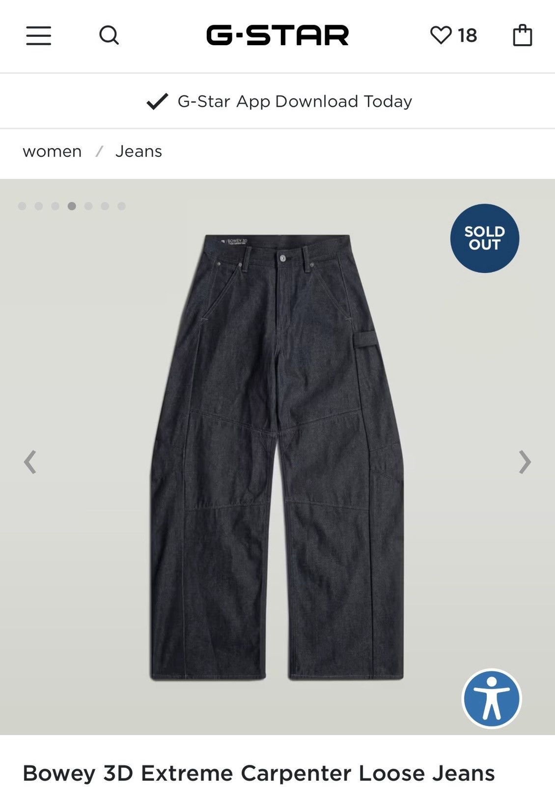 G-Star Bowey 3D Extreme Carpenter Loose Jeans Size US 30 / EU 46 - 2 Thumbnail