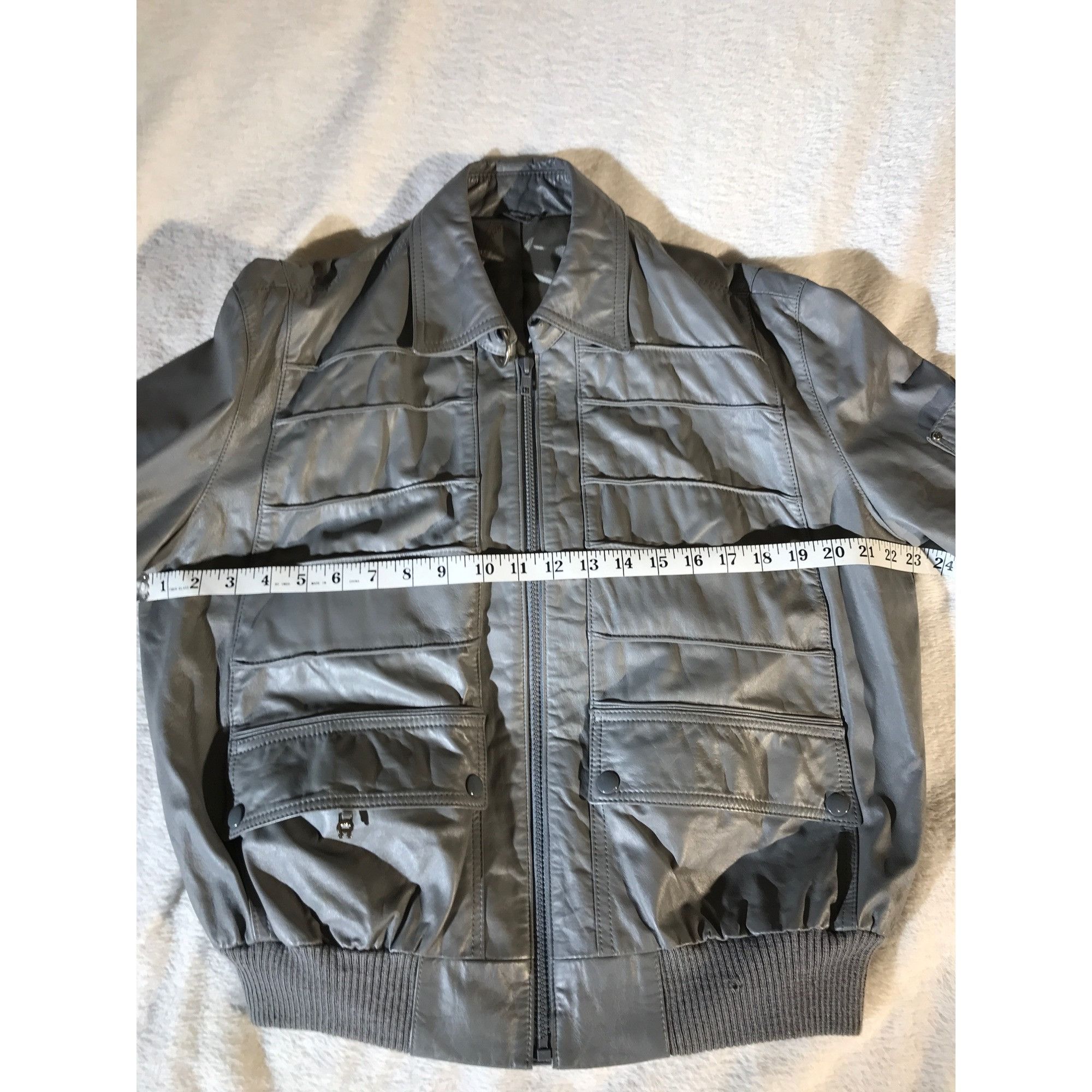 Etienne Aigner Etienne Aigner Women's Vintage Gray Leather Bomber Jacket Size XL / US 12-14 / IT 48-50 - 6 Thumbnail
