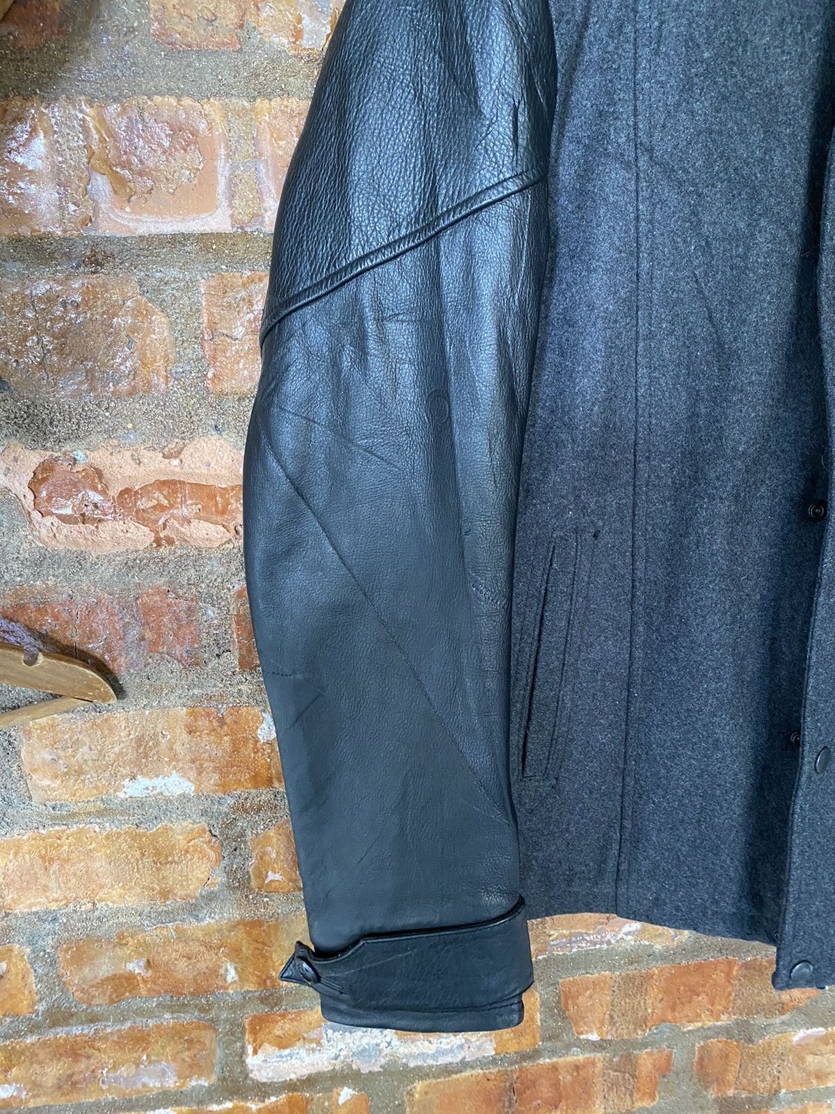 Tete Homme 🔥2000s Tete Homme Leather sleeve varsity wool jacket Size US L / EU 52-54 / 3 - 10 Thumbnail