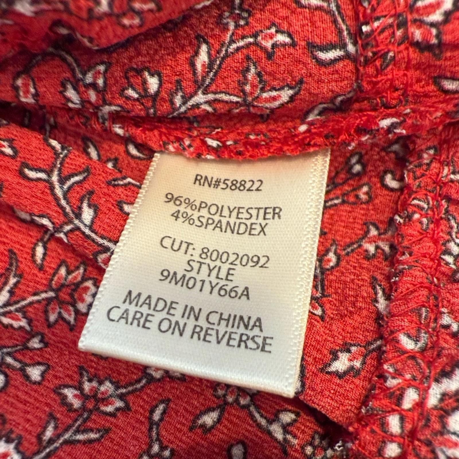 Other Max Studio Red Floral tiered maxi dress puffy sleeves SZ SM Size S / US 4 / IT 40 - 6 Thumbnail