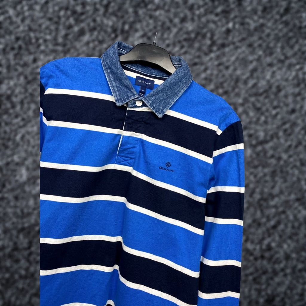 Gant Gant Rugby Long Sleeve Polo Shirt Mens M Blue Striped Vintage Size US M / EU 48-50 / 2 - 1 Thumbnail