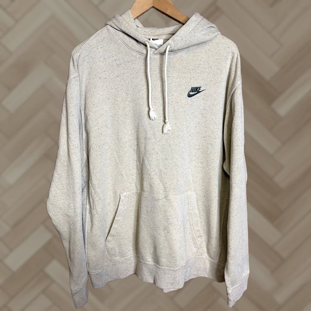 Nike Nike Hoodie Mens XL Faded Cream Specks Sportswear Club Fleece Sweatshirt Size US XL / EU 56 / 4 - 1 Thumbnail
