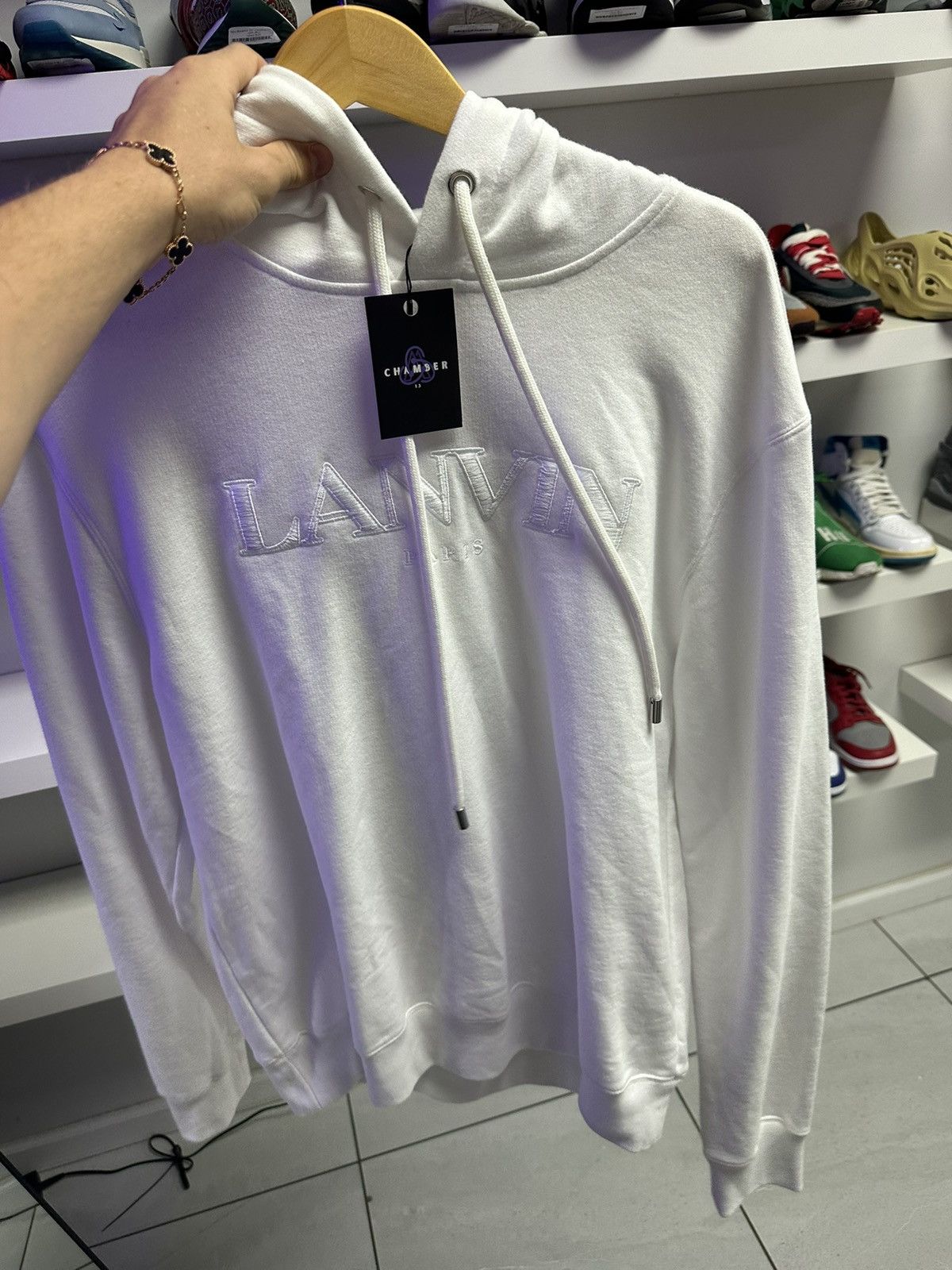Lanvin Logo Hoodie White