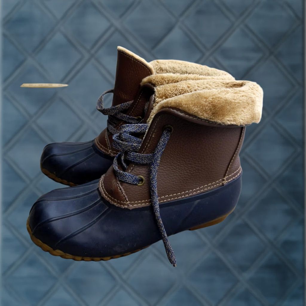 Vintage Sporto Womens Snow Boots Size 9 Brown Leather Duck Ankle Faux Fur Winter Leather Upper Faux Fur Lined Slip Resistant Size US 9 / IT 39 - 1 Thumbnail