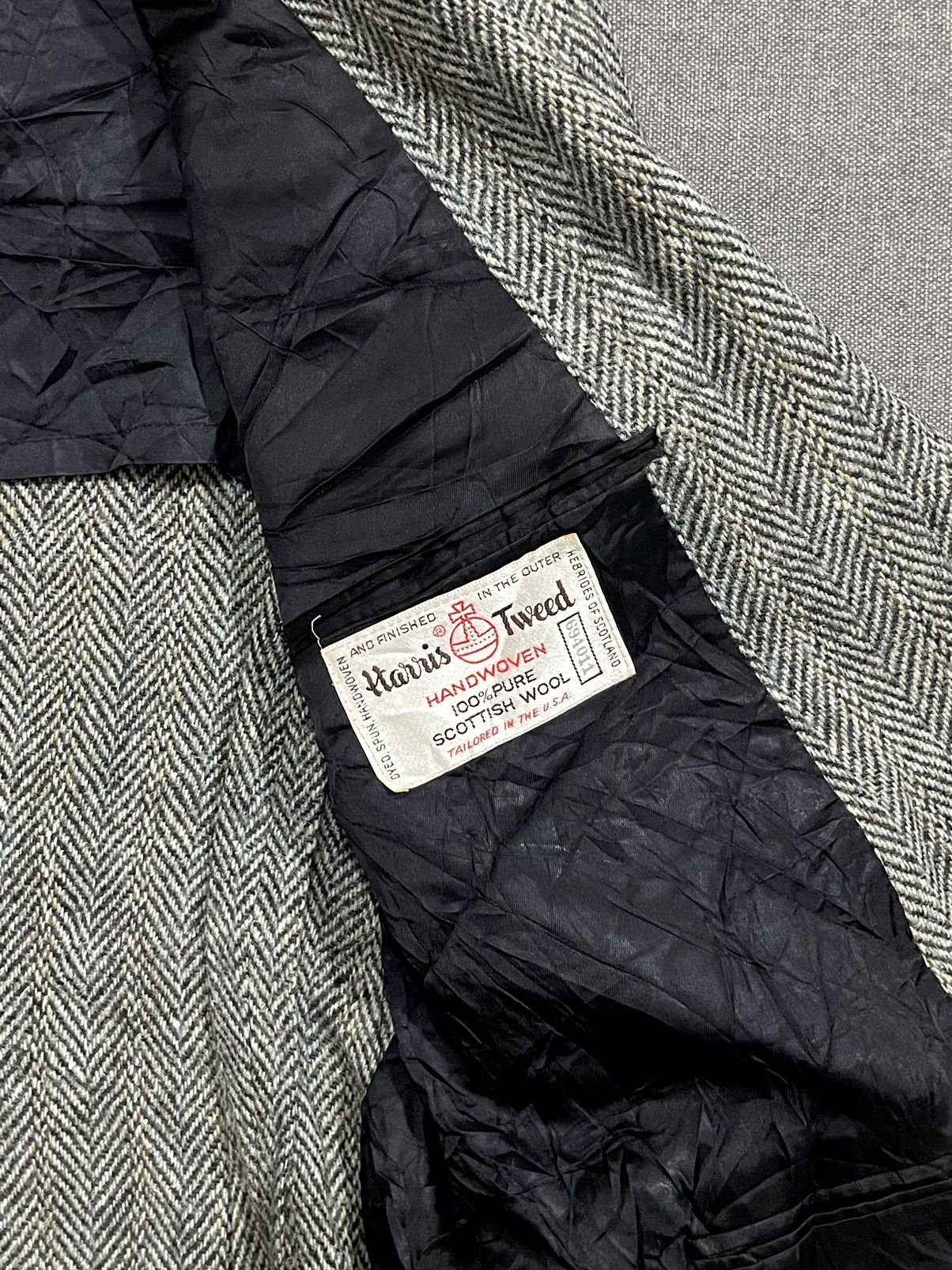 Harris Tweed Vintage Harris Tweed grey Blazer herringbone Scottish wooll Size 40R - 3 Thumbnail