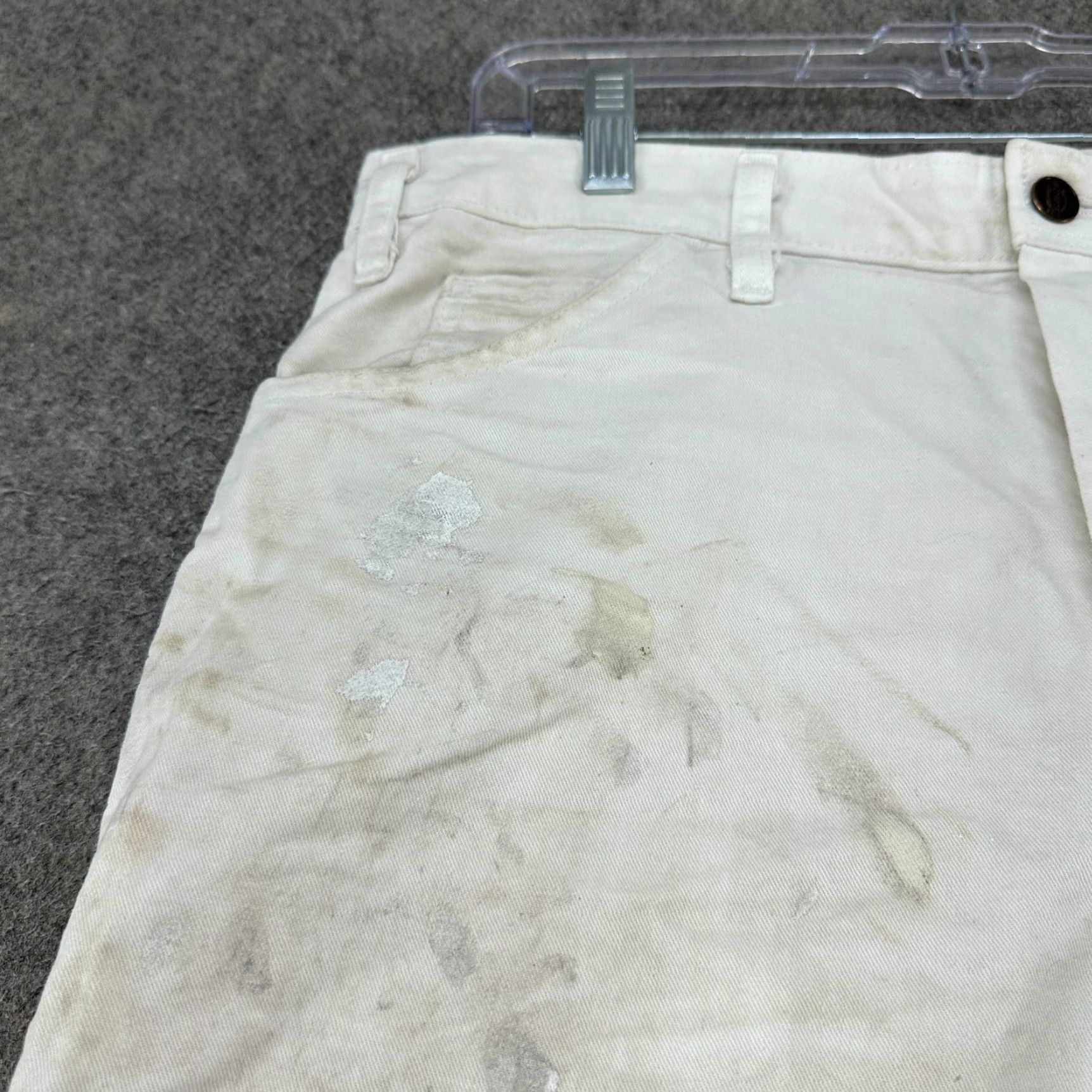 Dickies VINTAGE Dickies Shorts Mens 36 White Canvas Cotton Carpenter Logo Pockets 5-Pocket Design Baggy Relaxed Cargo Workwear Casual Summer Spring Fall Mens Size US 36 / EU 52 - 2 Thumbnail