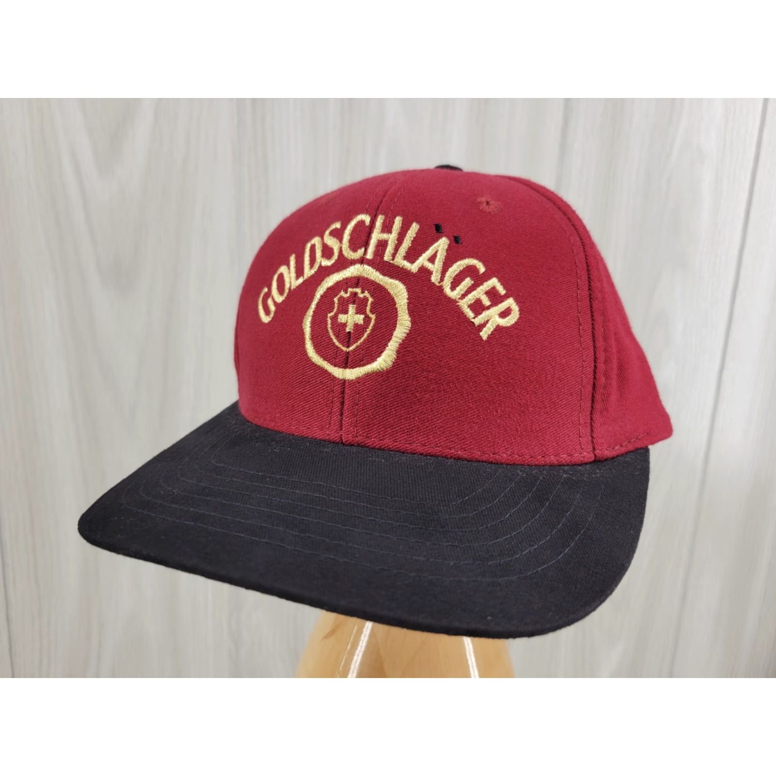Vintage VINTAGE 90s Goldschlager Snapback Hat Cap Liquor Bar Promo Embroidered Red Black Adjustable Unisex Adults Cotton Canvas Baseball Cap Fans Mens Womens Size ONE SIZE - 2 Thumbnail