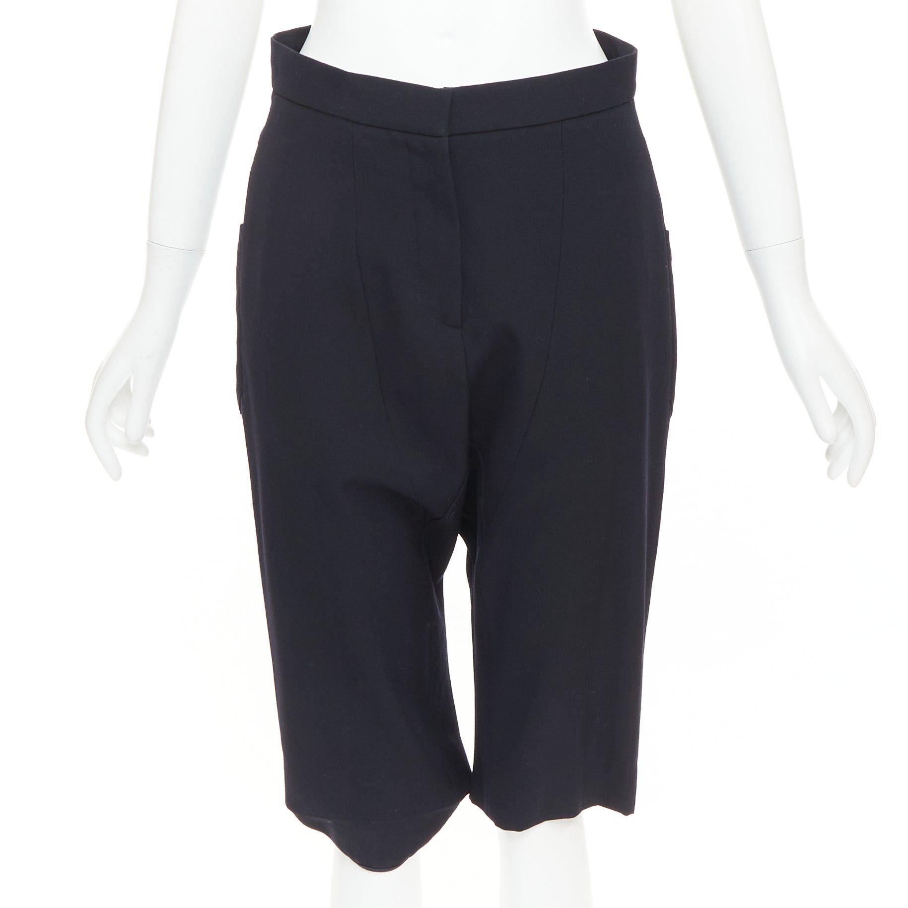 Marni MARNI black 100% virgin wool drop crotch harem knee shorts IT38 XS Size 26" / US 2 / IT 38 - 1 Thumbnail