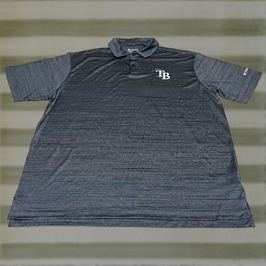 Vintage Columbia Polo Shirt Men XL Golf Omni-wick Striped Blue Tampa Bay Rays MLB Logo Size US XL / EU 56 / 4 - 1 Thumbnail