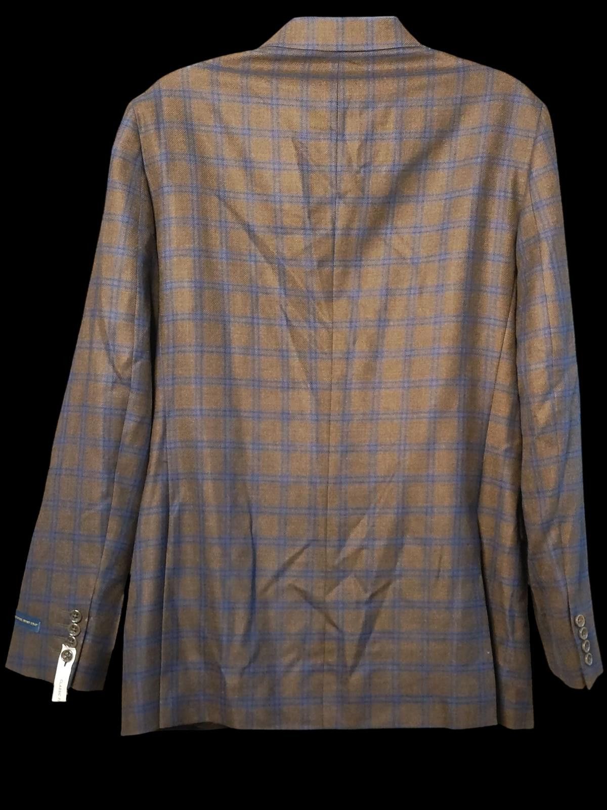 Stafford Stafford Merino Wool Sport Coat Classic Plaid Men's Blazer Size 46L - 5 Thumbnail