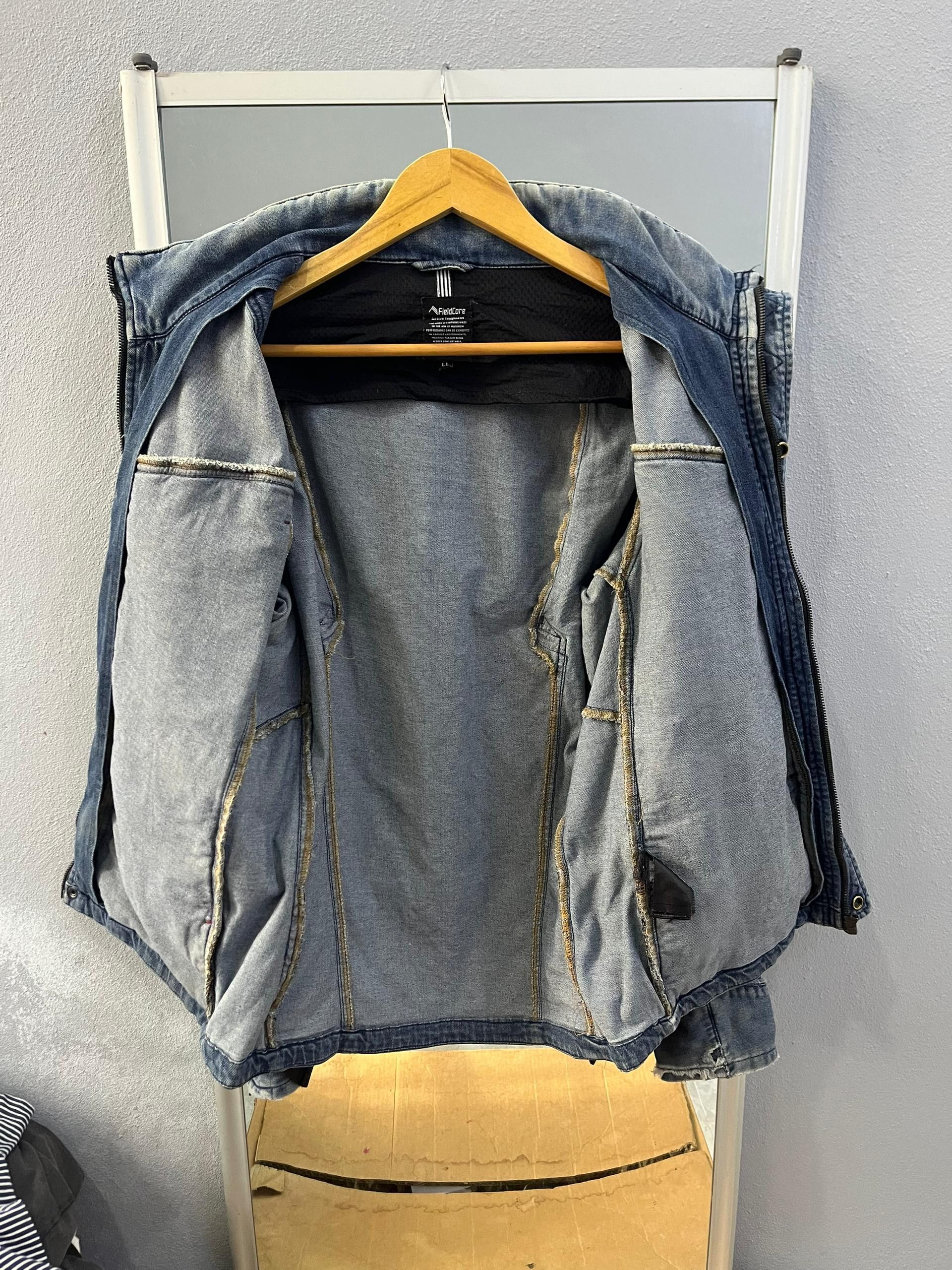 Japanese Brand FieldCore Distressed Workwear Denim Jacket Hidden Hood Size US M / EU 48-50 / 2 - 10 Thumbnail