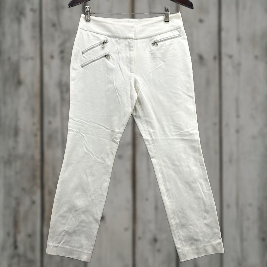 Veronica Beard VERONICA BEARD Pants Womens 4 White Zip Pockets Skinny Ankle Stretch Made USA Size 27" / US 4 / IT 40 - 1 Thumbnail