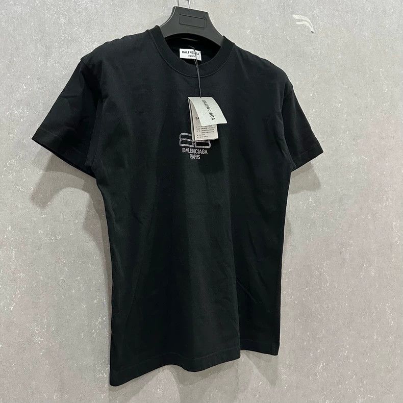 Balenciaga Balenciaga Black Crystal Double B Letter Logo Short Sleeve Size US XS / EU 42 / 0 - 3 Thumbnail