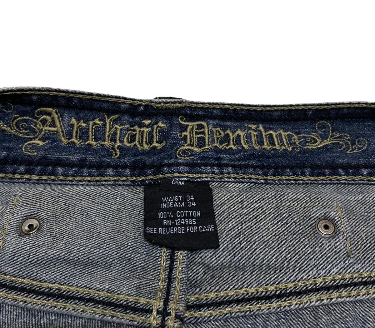 14th Addiction × Japanese Brand × Le Grande Bleu (L.G.B.) Very Rare Design Vintage Brand Archair Denim Jeans 2000s Size US 34 / EU 50 - 7 Thumbnail
