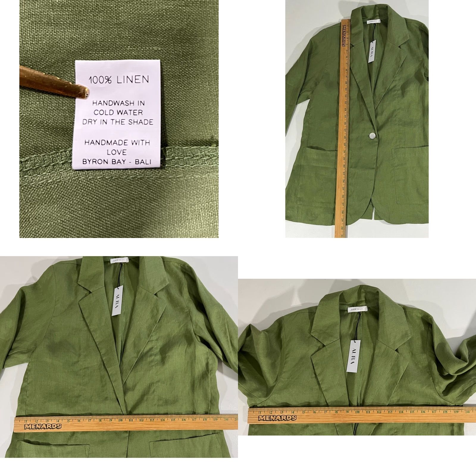 Vintage NWT AURA The Label Linen Blazer Blazer Women Green L Boho Linen Blazer Sz L Casual Pockets 100% Linen Size L / US 10 / IT 46 - 9 Thumbnail
