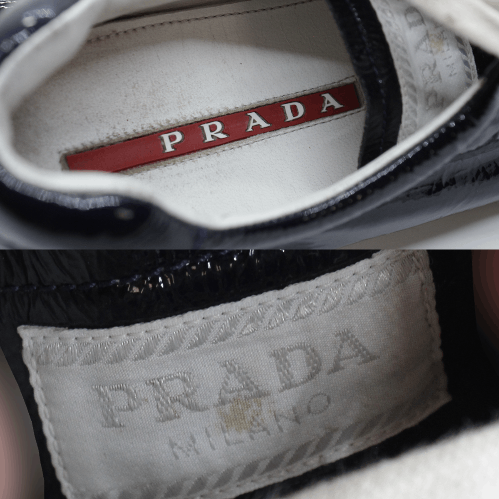 Prada 00S Logo Patent Leather Low Sneakers Vintage Size US 7 / IT 37 - 8 Thumbnail