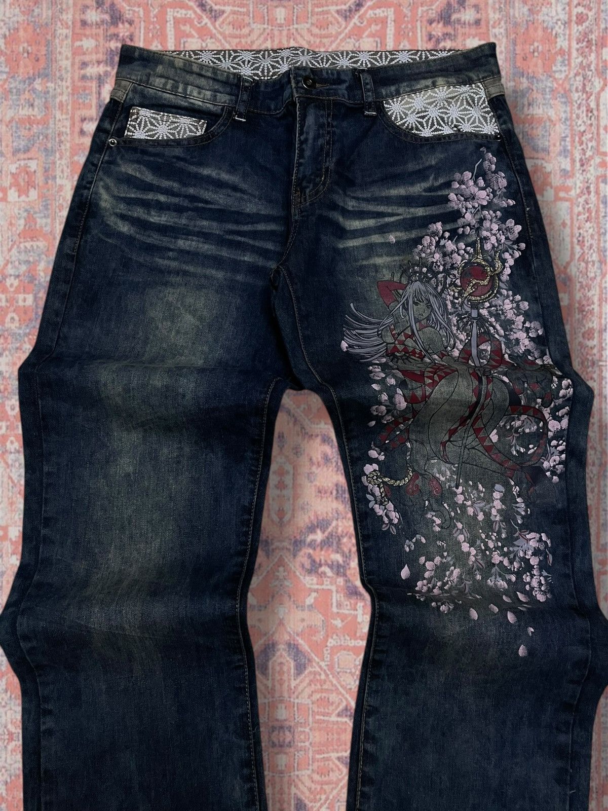 Beauty Beast Vintage 1990s Designer Japan Tradition Queen Of Storm Denim Size US 32 / EU 48 - 4 Thumbnail
