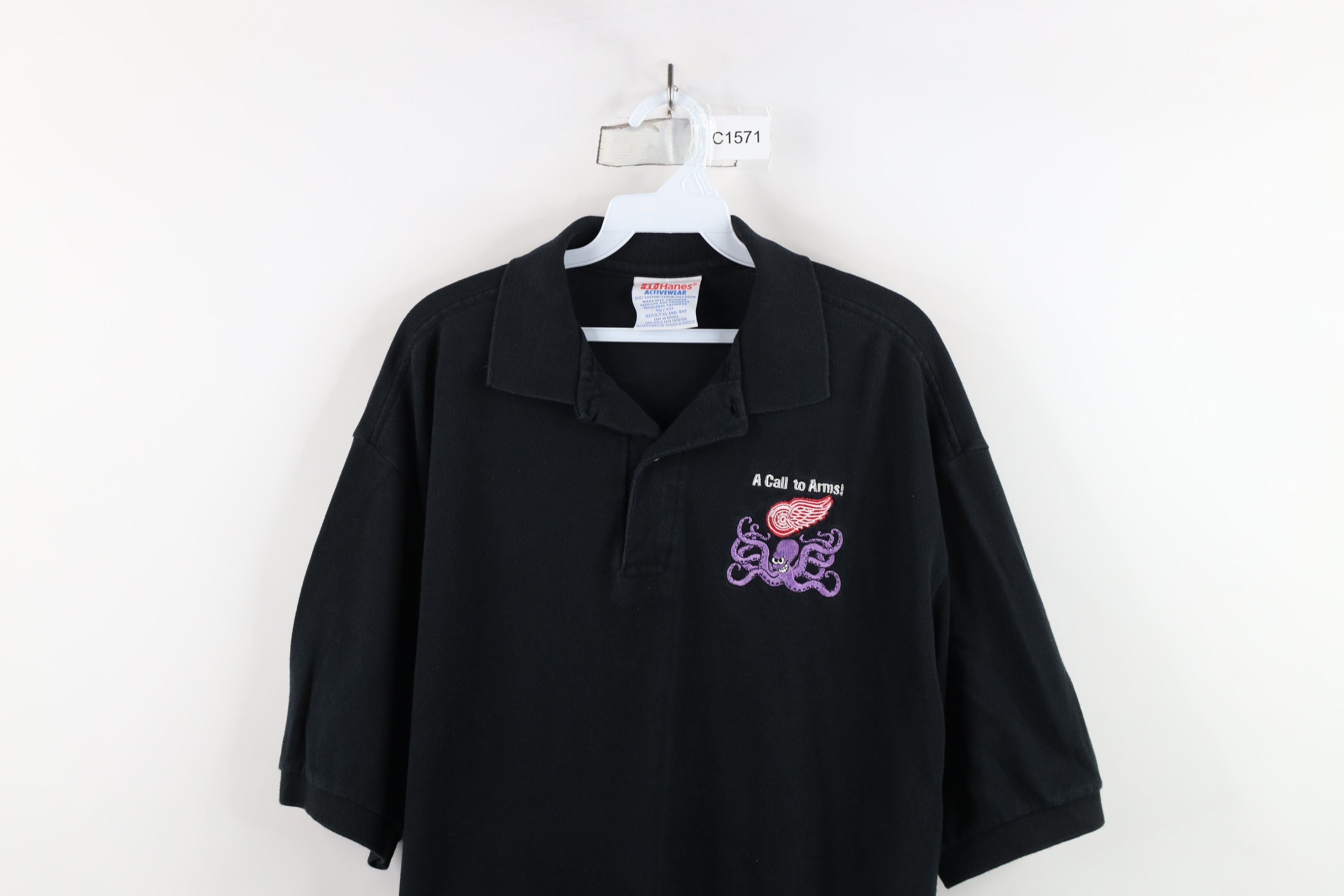 Vintage Vintage 90s Detroit Red Wings Hockey Collared Polo Shirt Size US XL / EU 56 / 4 - 2 Thumbnail