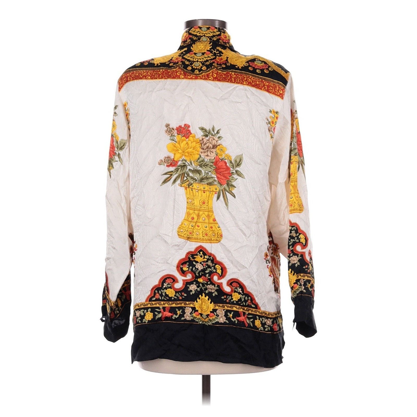 Vintage Carnation Black Gold Grecian Print Skin Button Down Blouse Size M / US 6-8 / IT 42-44 - 2 Thumbnail