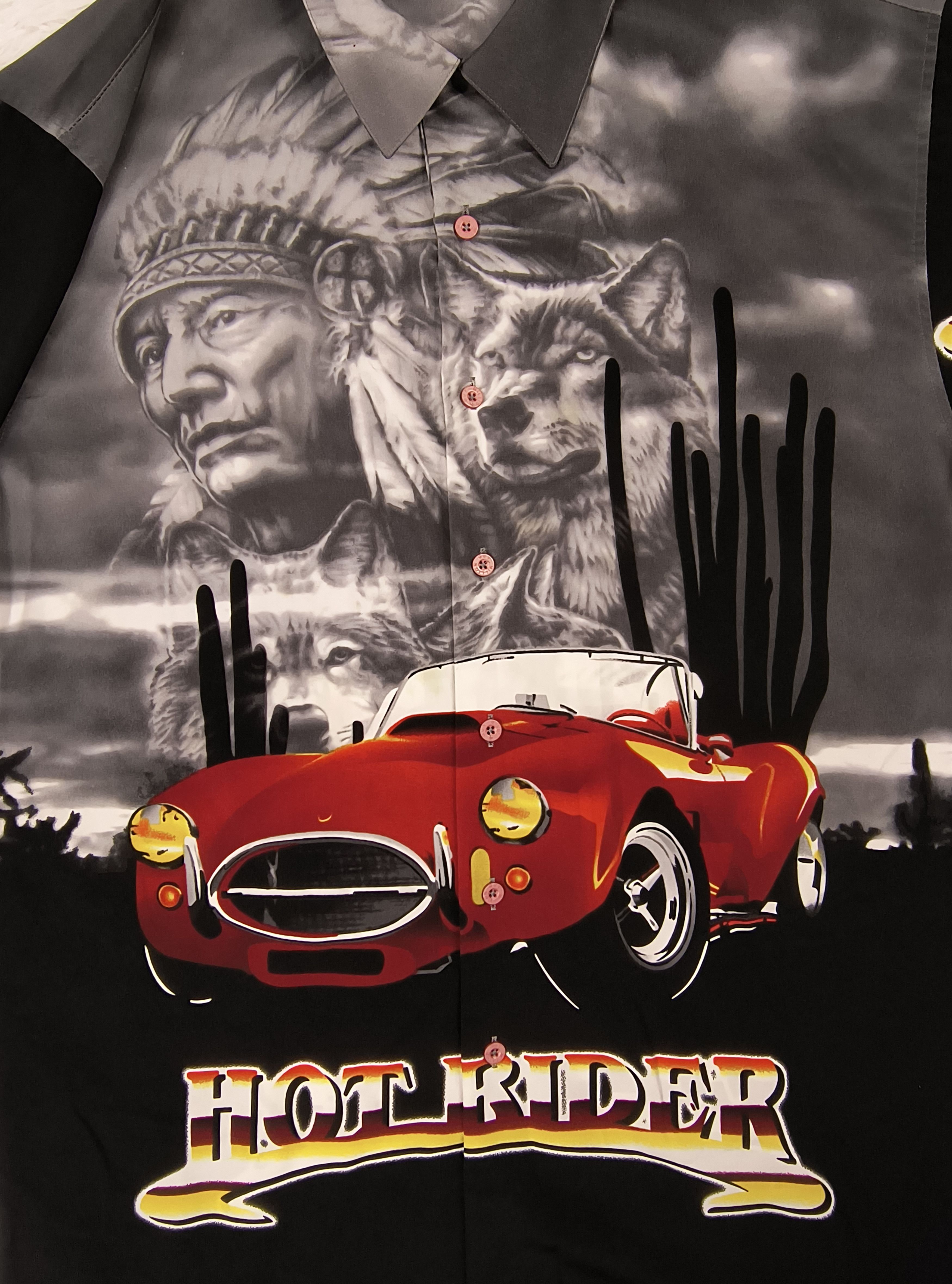 Vintage Vintage indian wolf hot rider 90s button up shirt Size US L / EU 52-54 / 3 - 3 Thumbnail