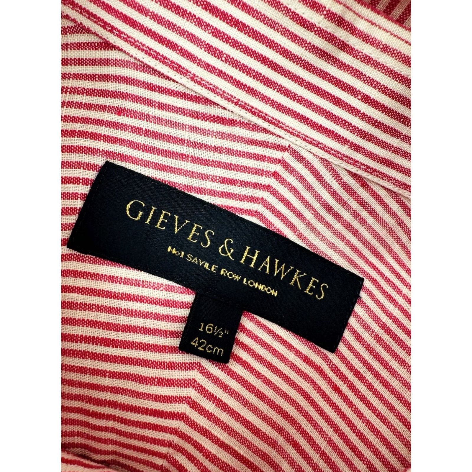 Gieves & Hawkes Gieves & Hawkes Linen Shirt 16.5 / 42 Mens Red White Dress Shirt Button Front EXCELLENT Size US L / EU 52-54 / 3 - 3 Thumbnail
