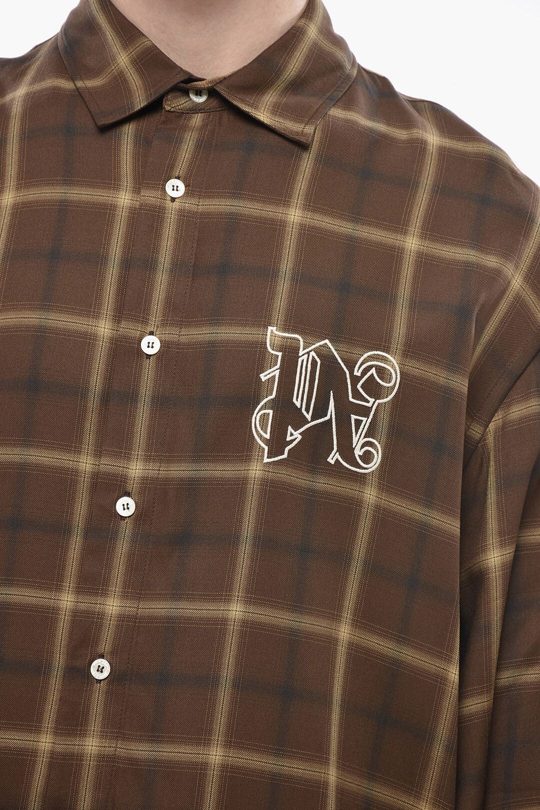 Palm Angels og1mm0226 Plaid Check Shirt in Brown Size US S / EU 44-46 / 1 - 3 Thumbnail