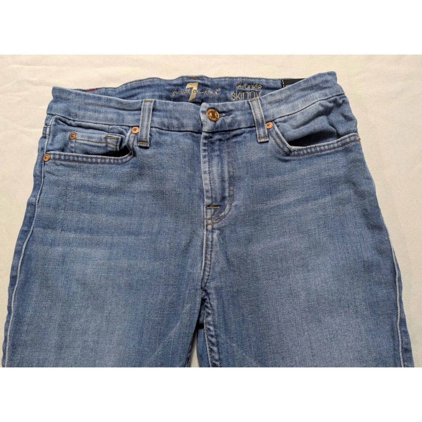 7 For All Mankind 7 For All Mankind The Ankle Skinny Jeans Women 26 Stretch Denim Blue MADE USA 27 in Waist 27 in Inseam Slim Fit Feminine Comfort Size 26" / US 2 / IT 38 - 4 Thumbnail