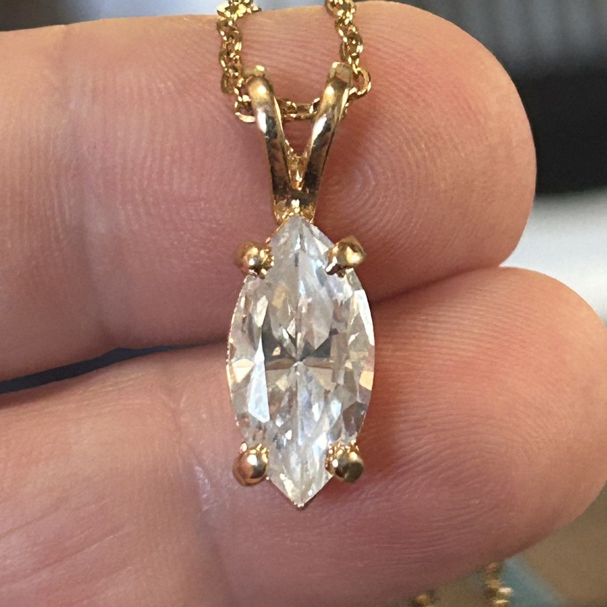 Vintage Vintage 80s faceted marquis prong set stone necklace Size ONE SIZE - 9 Thumbnail